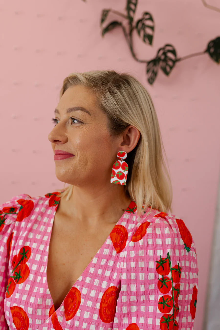 Pink Nade - Shelley Tomato Print Dangle Earrings - The Ivy Room Adelaide