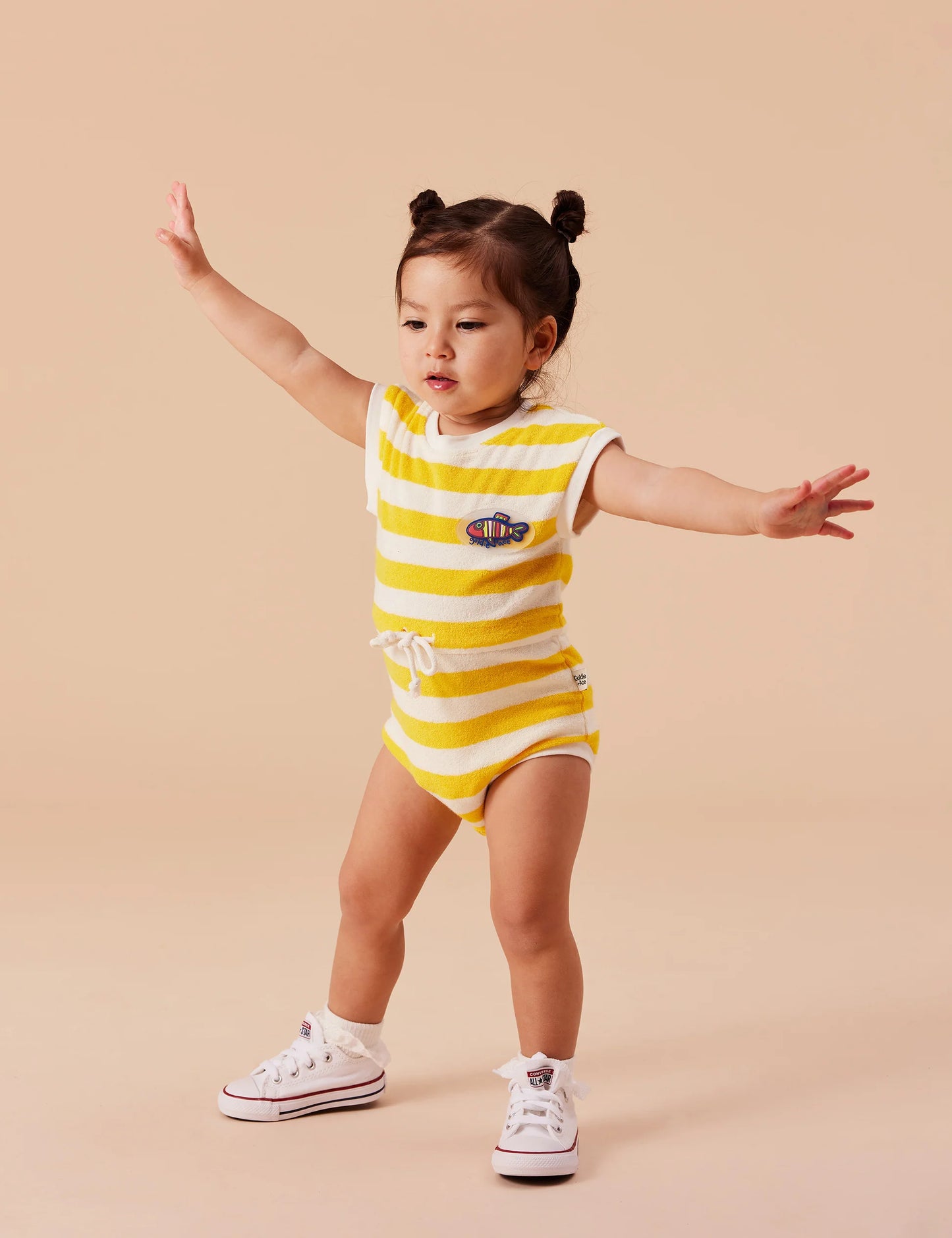 Goldie + Ace - Little Fish Terry Romper Yellow