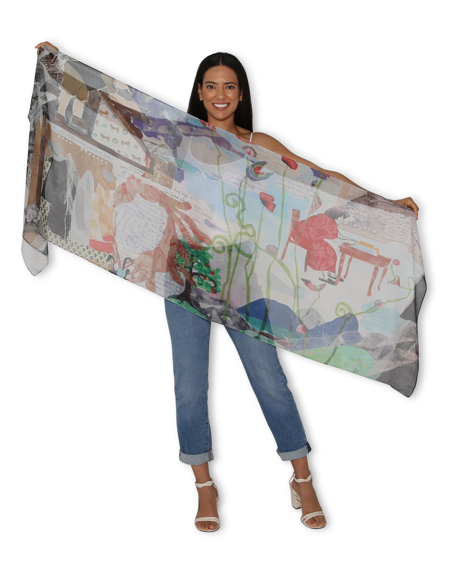 The Artist Label - Viscose Scarf Collage Dream