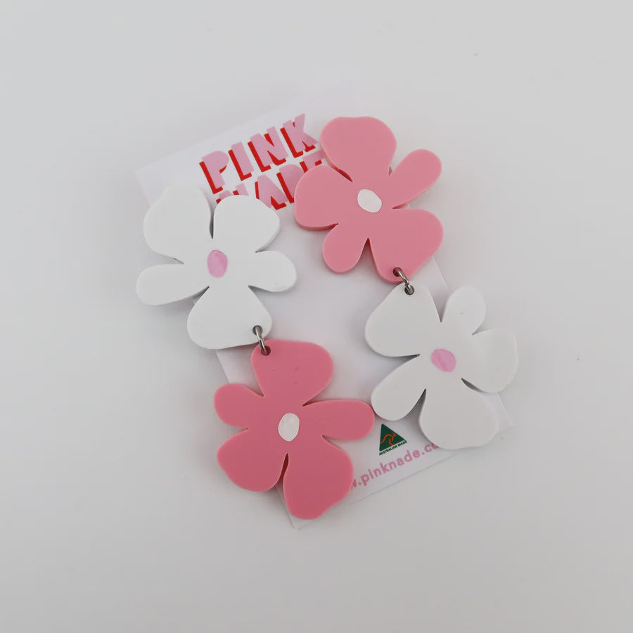 Pink Nade - Chantelle Pink / WhiteFlower Dangle Earrings - The Ivy Room Adelaide