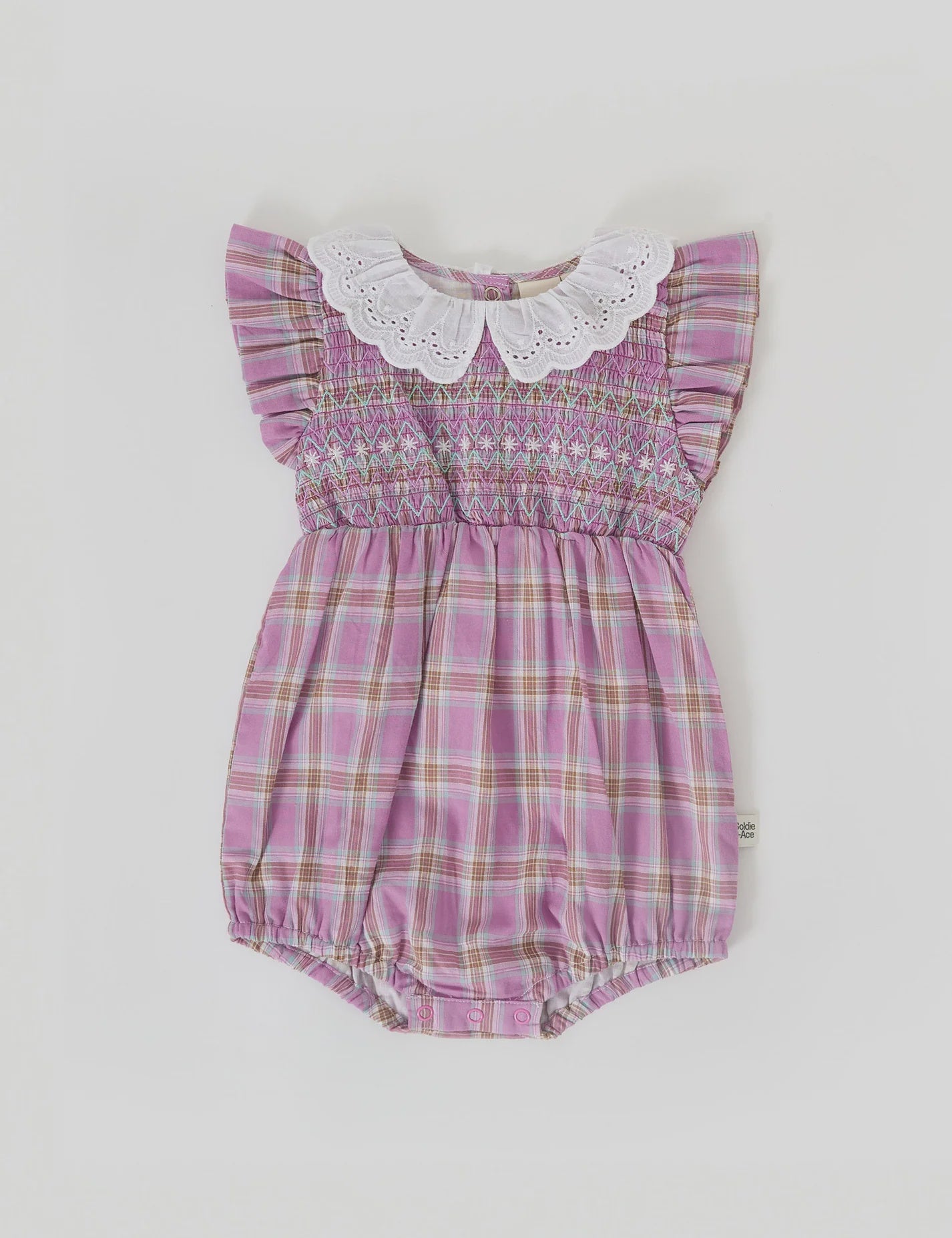 Goldie + Ace - Lani Smocked Romper Mauve Check