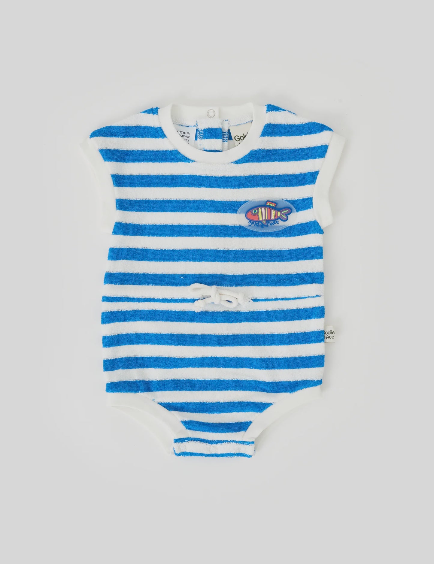 Goldie + Ace - Little Fish Terry Romper Blue