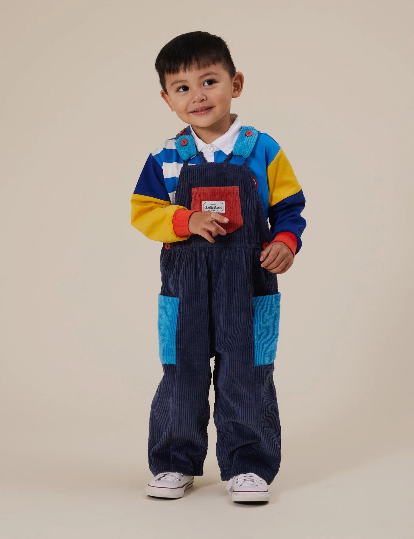 Goldie + Ace - Sammy Corduroy Colour Block Overalls