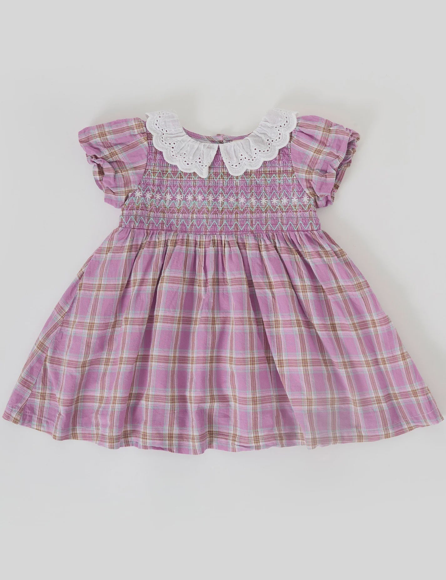 Goldie + Ace - Flo Smocked Dress Mauve Check