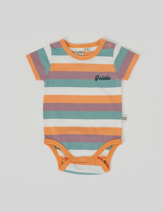 Goldie + Ace - Nostalgia Stripe Embroidered Short Sleeve Bodysuit