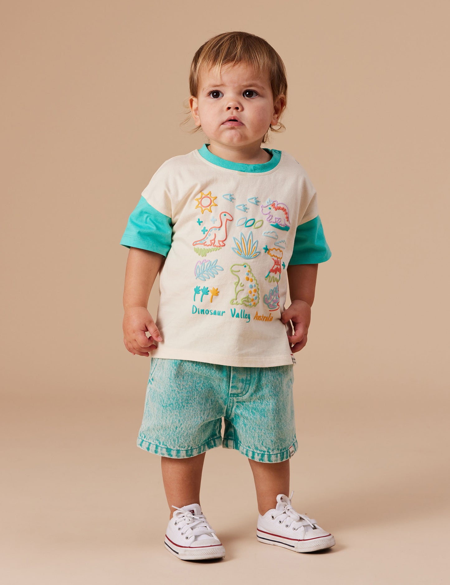 Goldie + Ace - Puff Print Dinosaur Valley T-Shirt