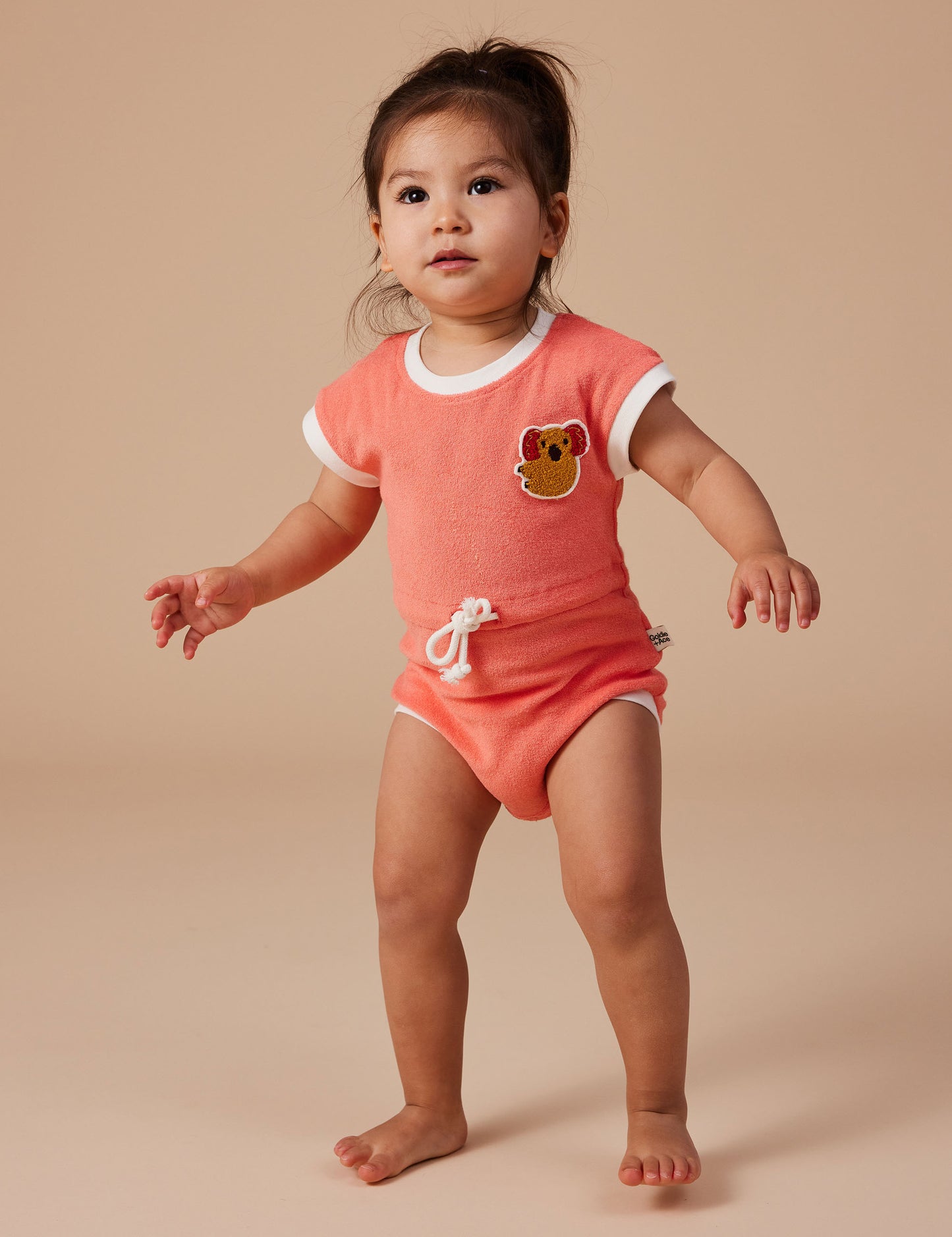 Goldie + Ace - Koala Hug Terry Towelling Romper Melon