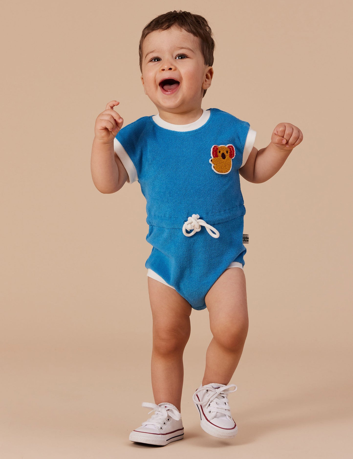 Goldie + Ace - Koala Hug Terry Towelling Romper Ocean