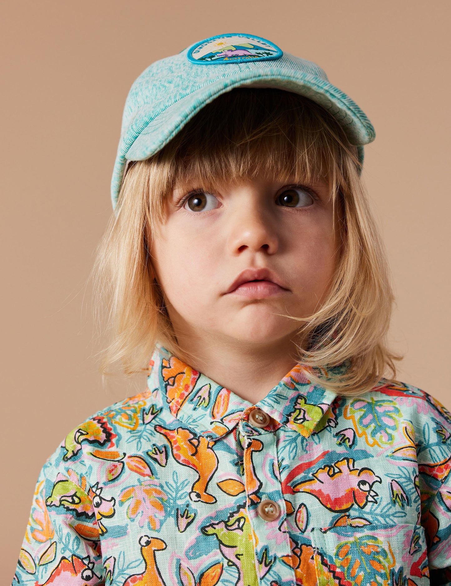 Goldie + Ace - Holiday Linen Shirt Dino Jungle