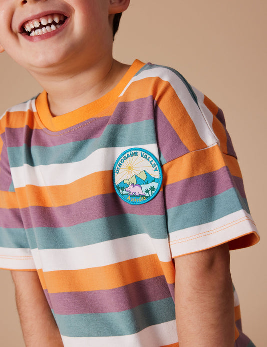 Goldie + Ace - Dino Valley Nostalgia Stripe T-Shirt