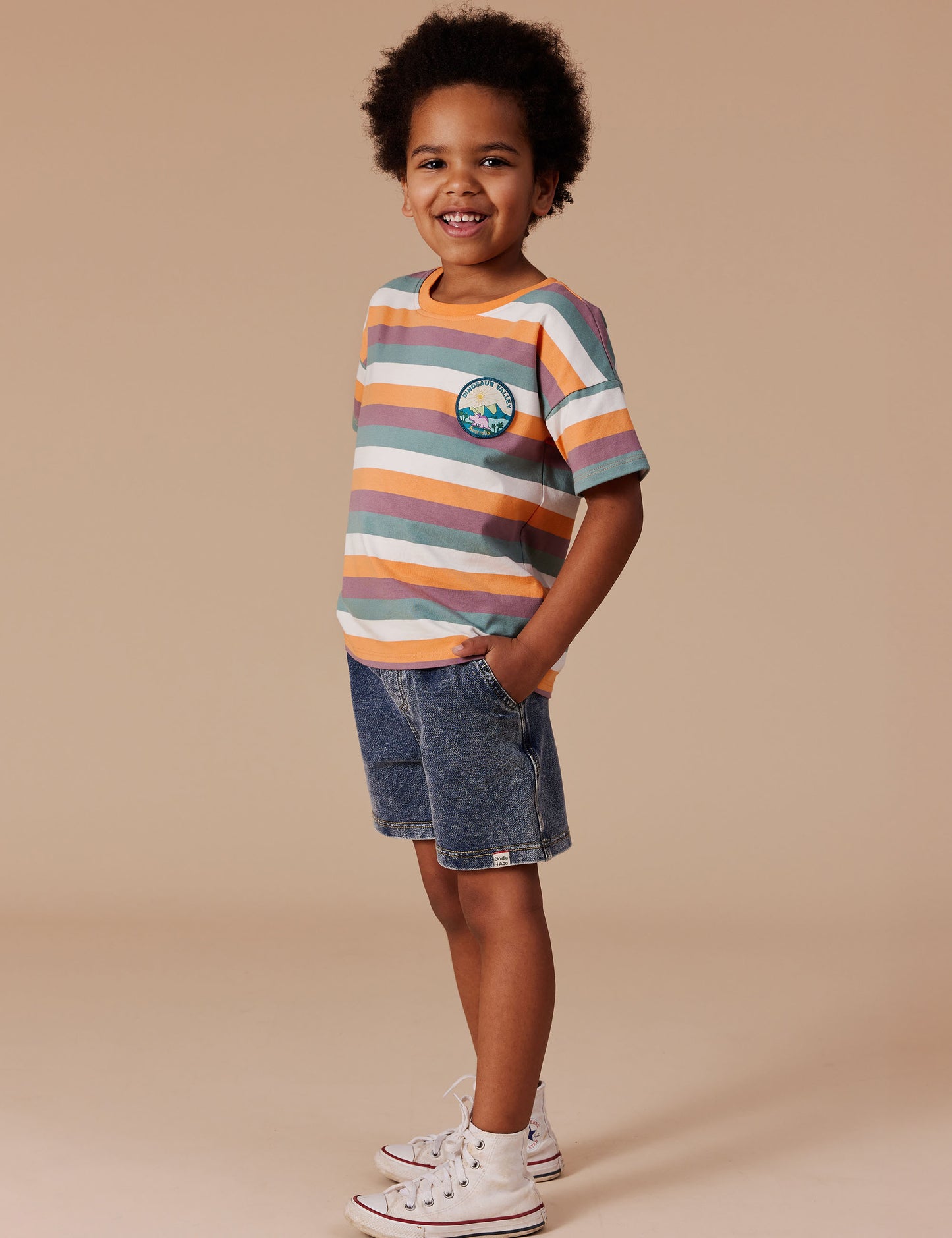 Goldie + Ace - Dino Valley Nostalgia Stripe T-Shirt