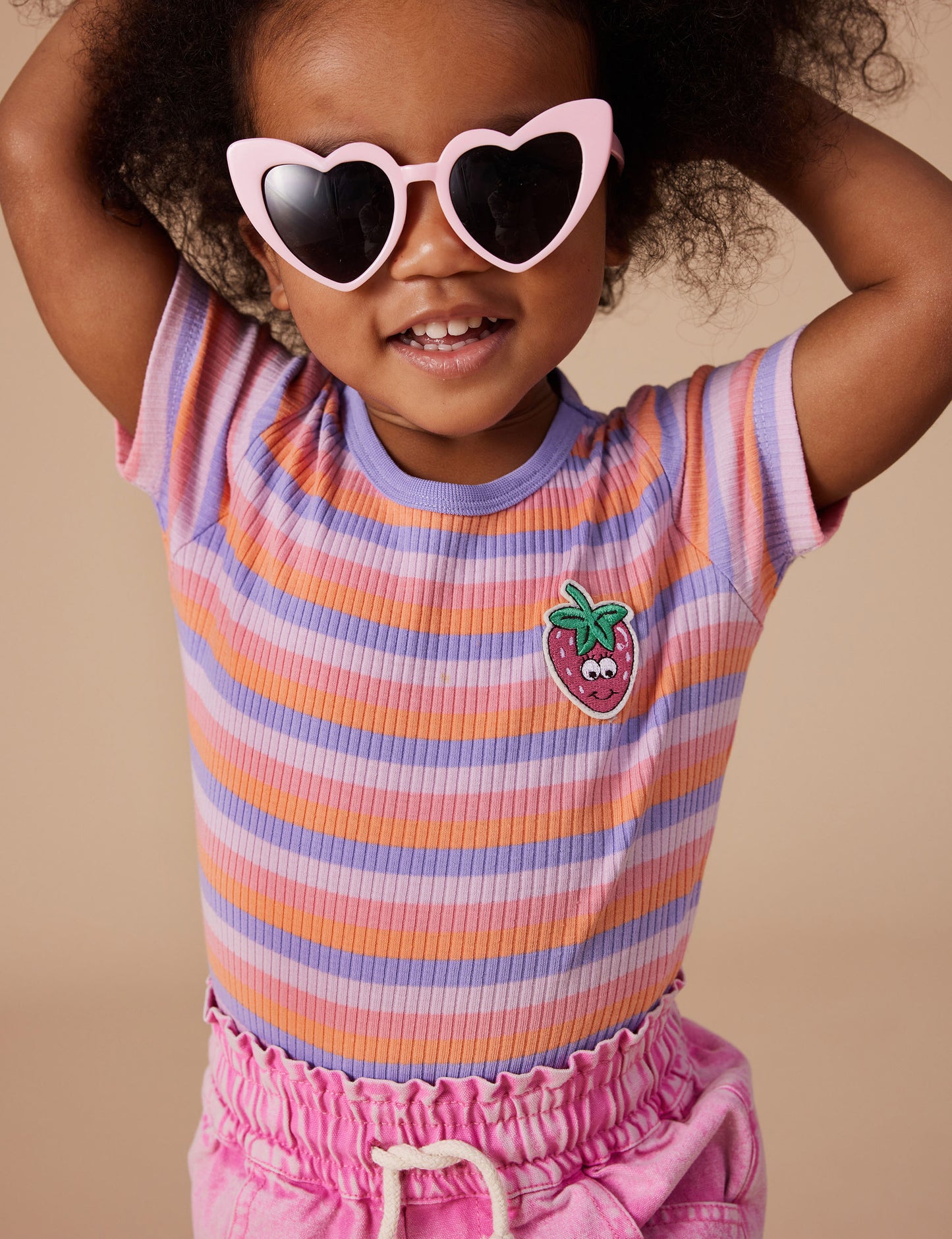 Goldie + Ace - Tutti Frutti Stripe Short Sleeve Rib Bodysuit