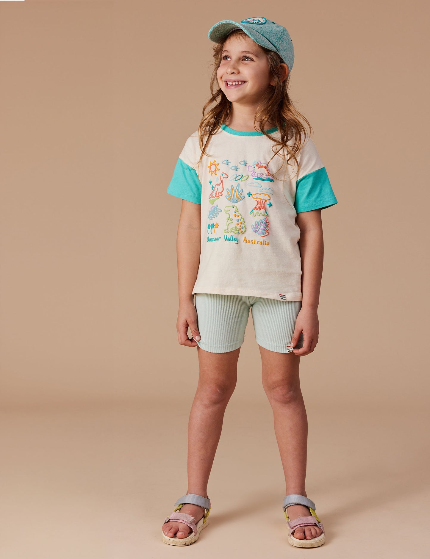 Goldie + Ace - Puff Print Dinosaur Valley T-Shirt