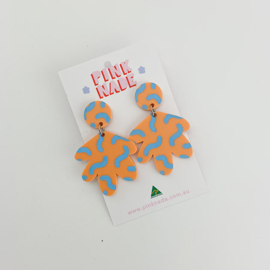Pink Nade - The Grace Fandangle Orange / Blue Dangle Earrings - The Ivy Room Adelaide
