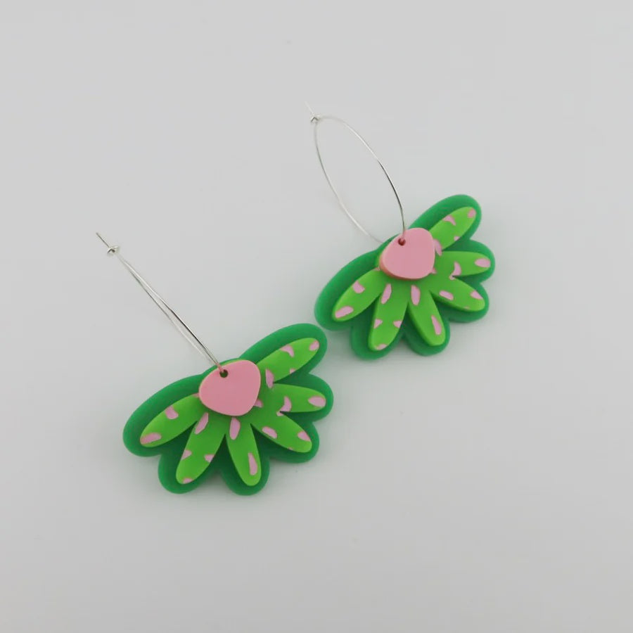 Pink Nade - Ella Green Pink Spot Hoops Earrings - The Ivy Room Adelaide