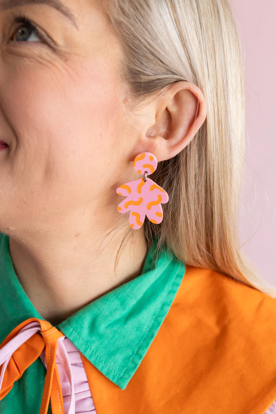 Pink Nade - The Grace Fandangle Pink / Orange Dangle Earrings - The Ivy Room Adelaide