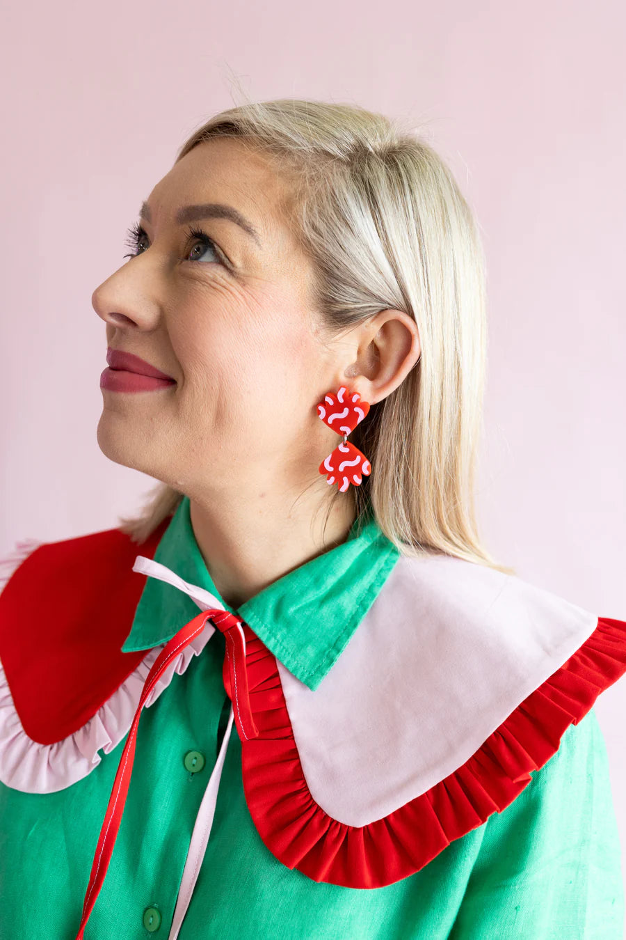 Pink Nade - The Kimmy Fandangle Red / Pink Dangle Earrings - The Ivy Room Adelaide