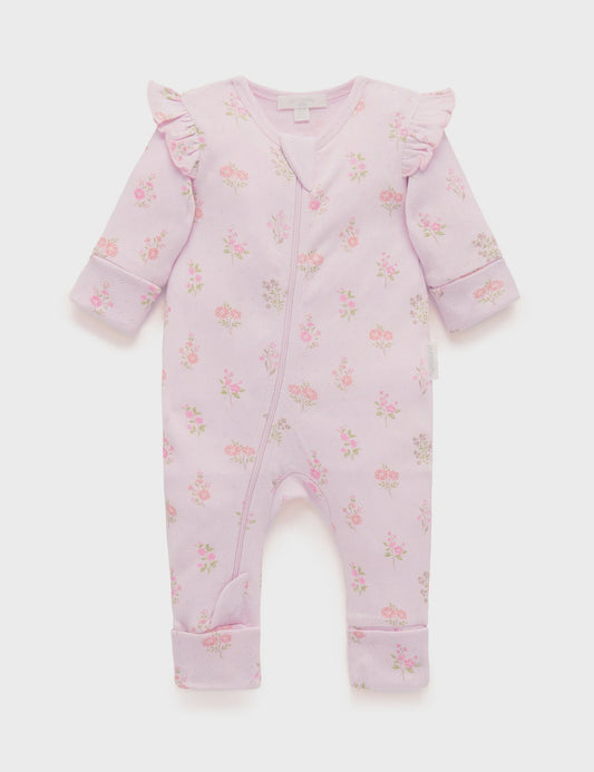 Purebaby - Aster Printed Zip Growsuit