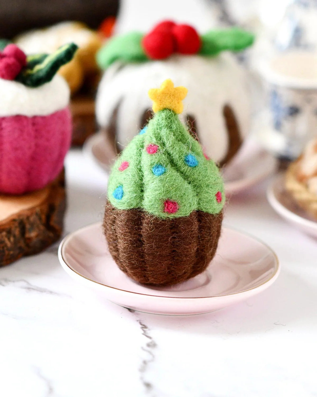 Tara Treasures - Felt Christmas Tree Cupcake