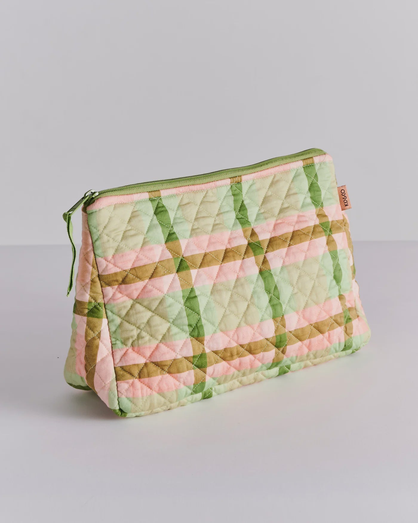 Kip & Co - Pistachio Tartan Quilted Cotton Toiletry Purse