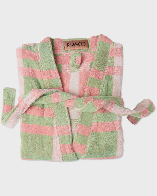 Kip & Co - Pistachio Tartan Terry Bathrobe