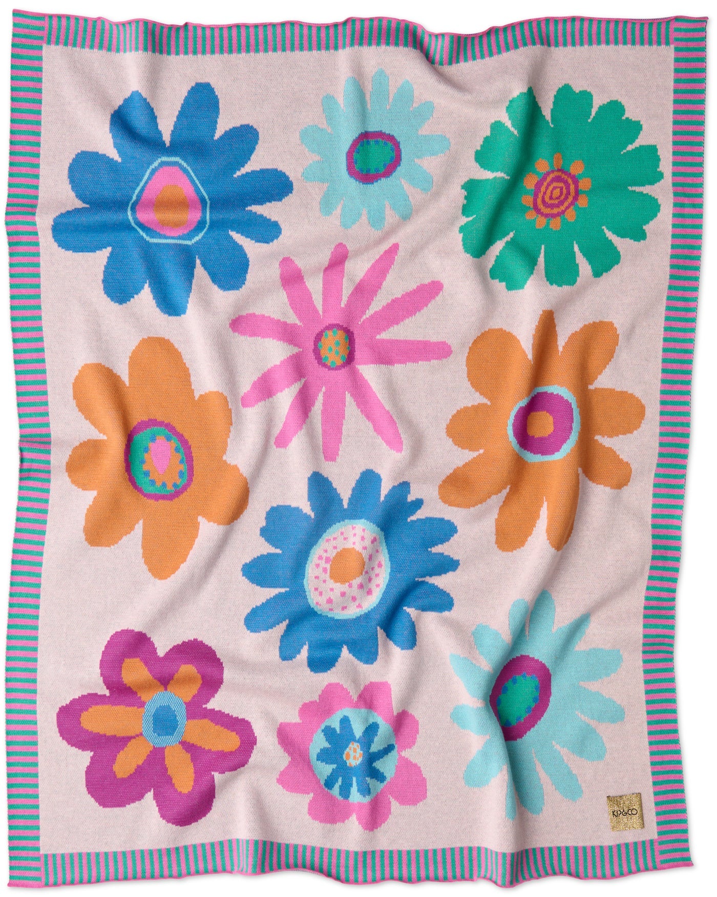 Kip & Co - Rainbow Flowers Cotton Knitted Blanket