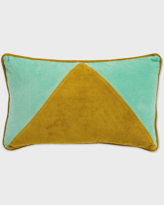 Kip & Co- Avocado Angles Velvet Rectangle Cushion