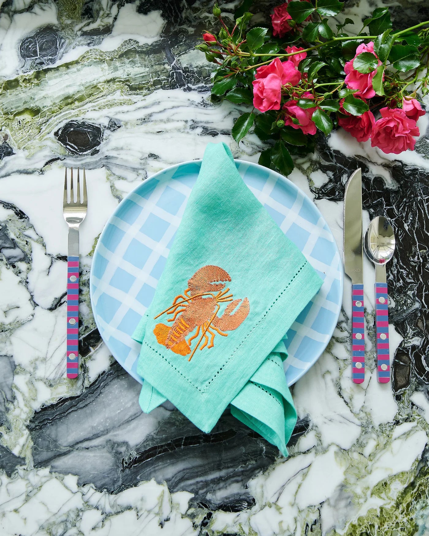 Kip & Co- Capri Embroidered Linen 4P Napkin Set