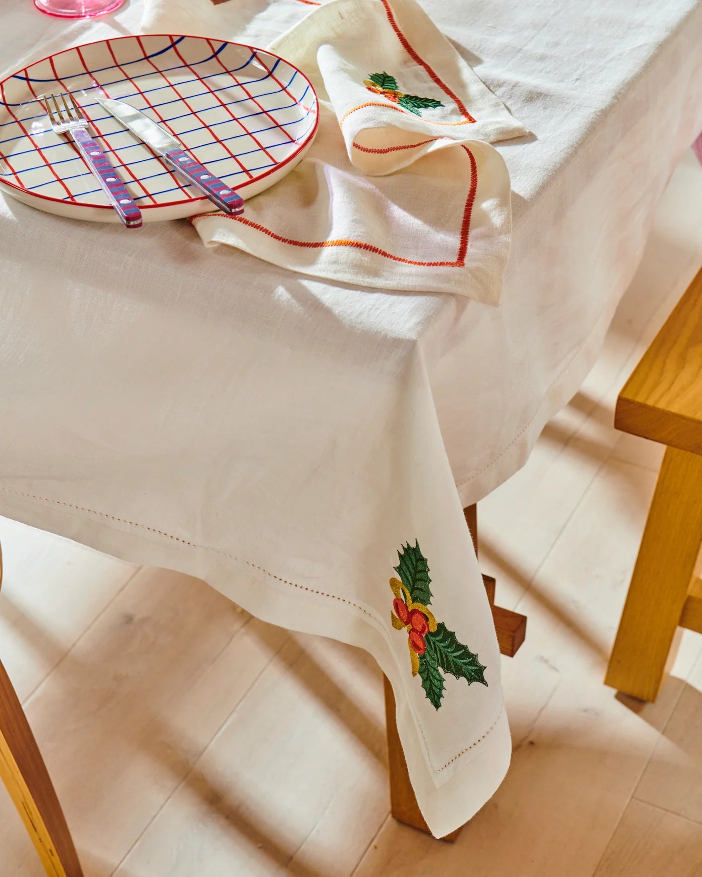 Kip & Co - Noel Embroidered Linen Tablecloth