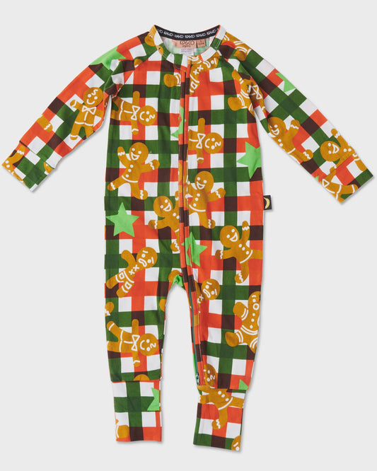 Kip & Co - Christmas Gingerbread Long Sleeve Zipsuit